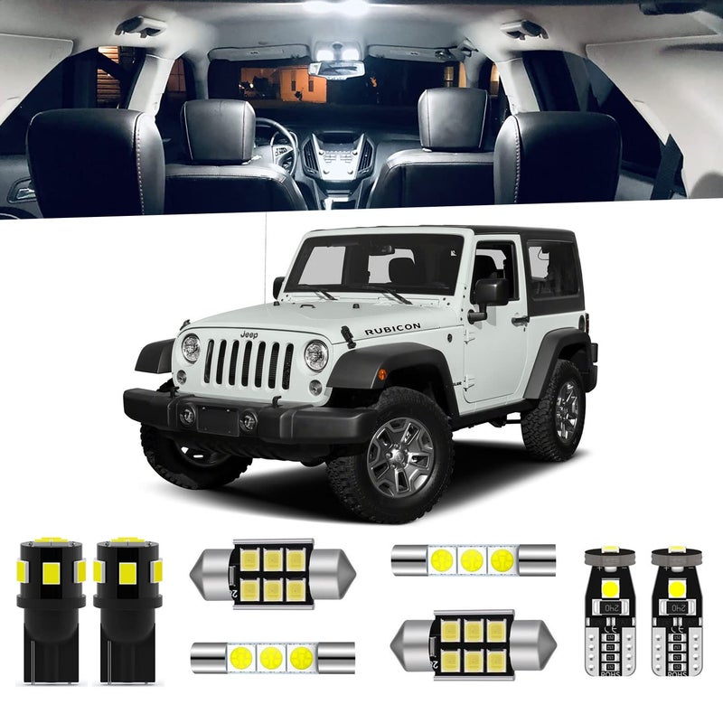 ENDPAGE 7Pieces Wrangler Interior LED Light Kit for 20072018 Jeep Wrangler JK 2Door White 6000K Interior LED Lighting Package License Plate Lights Install Tool
