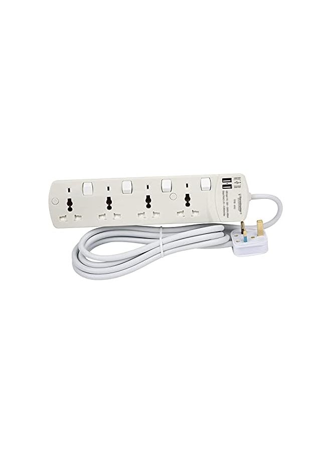 Terminator Terminator Power Extension 4 Socket 2 USB Charging Ports with 3 Meter Cable - TPB 4AU  - Image 2