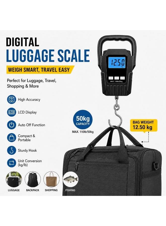 Digital Luggage Scale with Backlit LED Display, 50kg Capacity, Portable Travel Scale - Image 3
