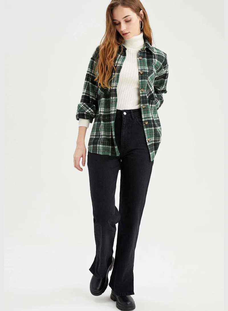 DeFacto Relax Fit Long Sleeve Retro Check Patterned Flannel Shirt