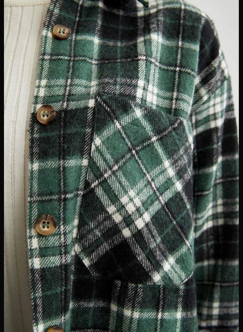 DeFacto Relax Fit Long Sleeve Retro Check Patterned Flannel Shirt