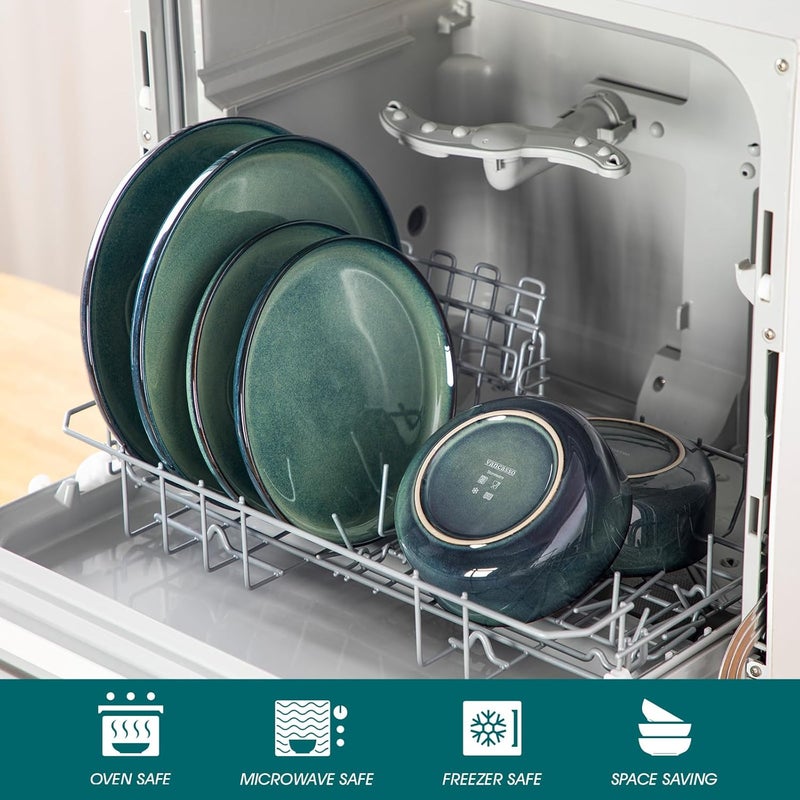 vancasso Starry 18 Pieces Dinnerware Sets for 6 Green Reactive Glaze Dishes Sets Ceramic Plates and Bowls Set Dinner Salad Dessert Plates and Cereal Bowls Set Dishwasher and Microwave Safe - Image 4