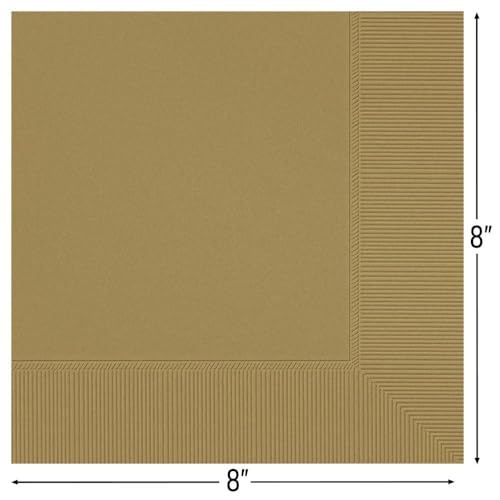 Amscan Gold 2-Ply Dinner Napkins - 8" (Pack Of 40) - Vibrant & Durable Paper For Parties, Events & Everyday Use - Image 2