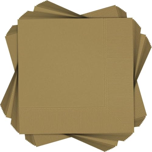 Amscan Gold 2-Ply Dinner Napkins - 8" (Pack Of 40) - Vibrant & Durable Paper For Parties, Events & Everyday Use - Image 1