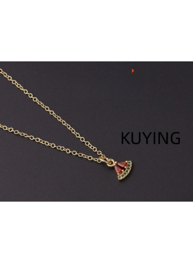 KUYING Colorful Zircon Inlaid Mini Fresh Fruit Shaped Necklace - Image 1