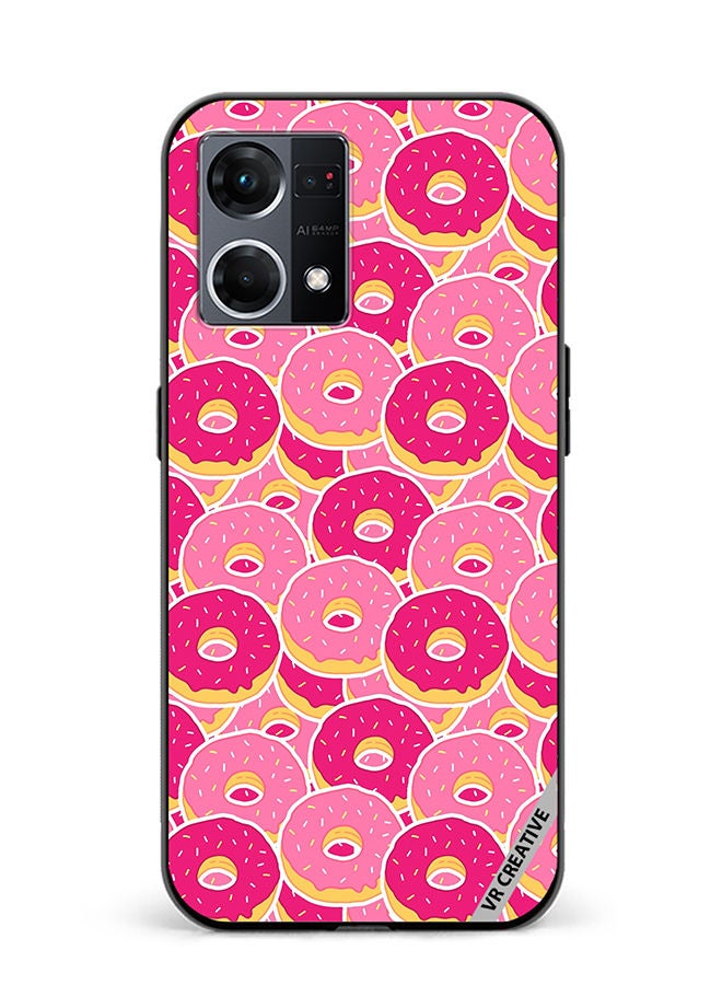 VR CREATIVE Protective Case Cover For Oppo Reno8 4G Pink Donuts Design Multicolour - Image 1