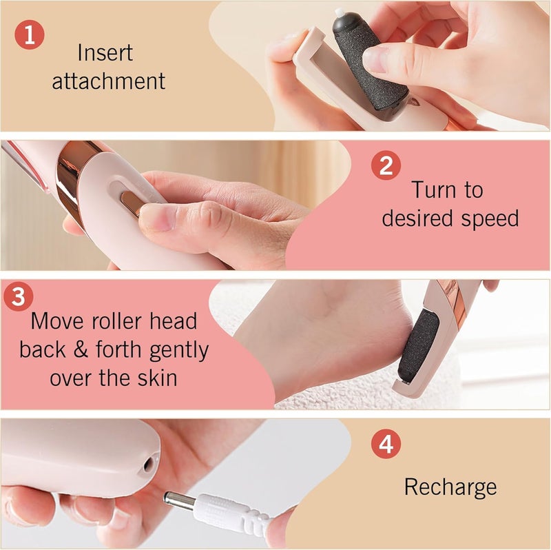 Feelon Callus Remover for Feet – Rechargeable Pedicure Tool with Foot Filer & Scrubber Kit – Removes Dry, Hard & Dead Skin – Smooth Pedicure Wand – Professional Foot Care Machine for Silky Soft Feet - Image 5