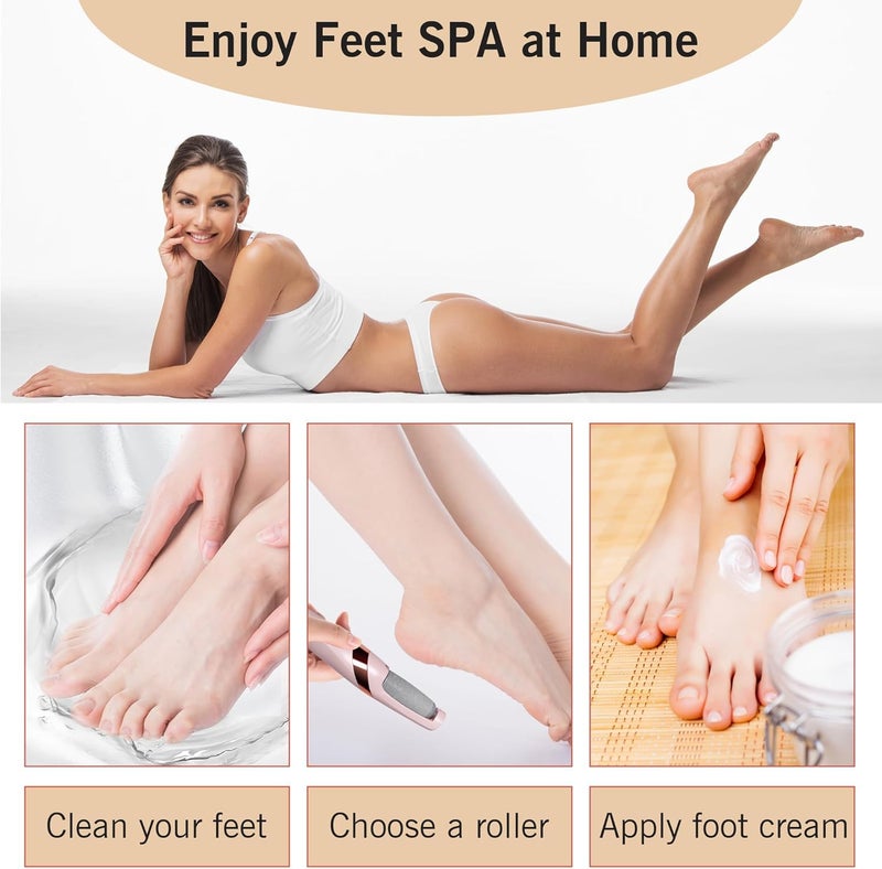 Feelon Callus Remover for Feet – Rechargeable Pedicure Tool with Foot Filer & Scrubber Kit – Removes Dry, Hard & Dead Skin – Smooth Pedicure Wand – Professional Foot Care Machine for Silky Soft Feet - Image 4