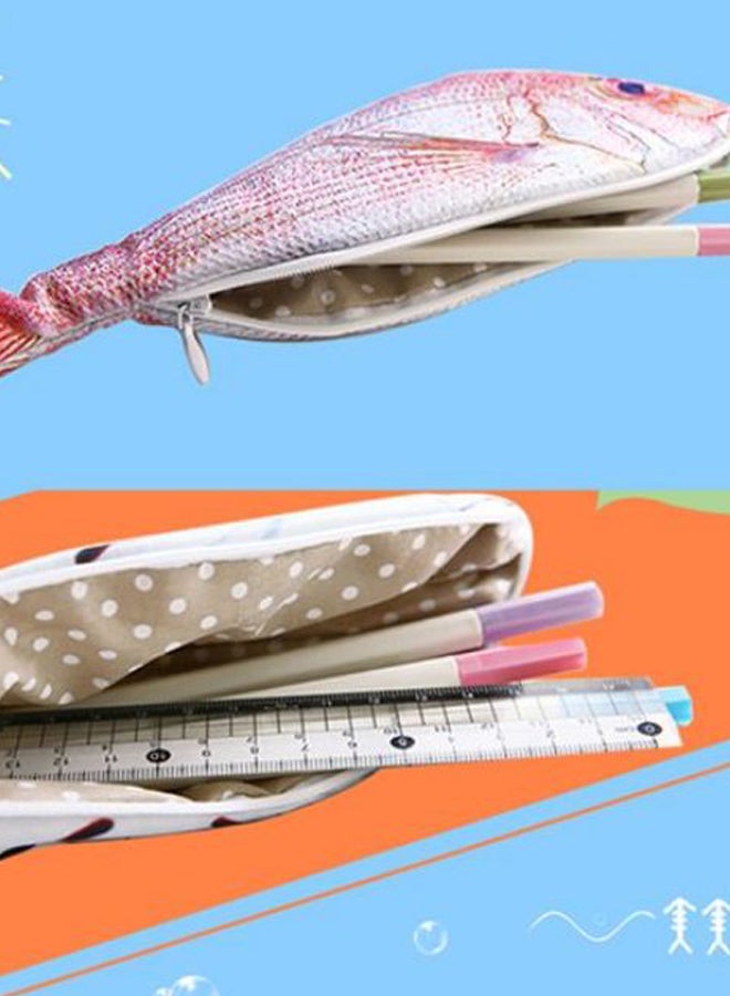 Loquat Fish Shape Pencil Case Red/Silver - Image 2