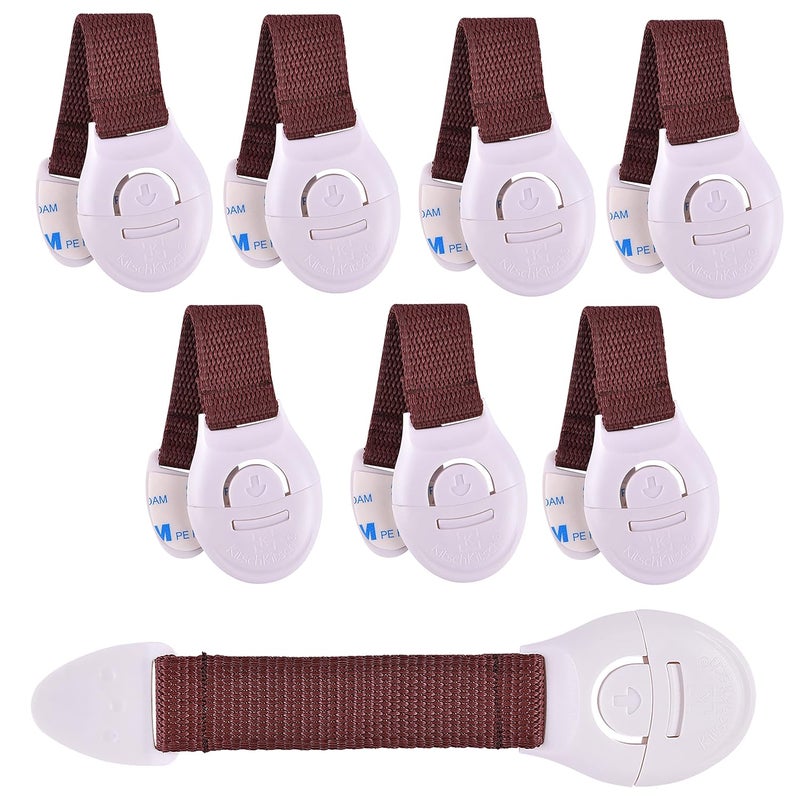 KitschKitsch أقفال أدراج أمان الأطفال البلاستيكية (8 قطع بني) - Image 1