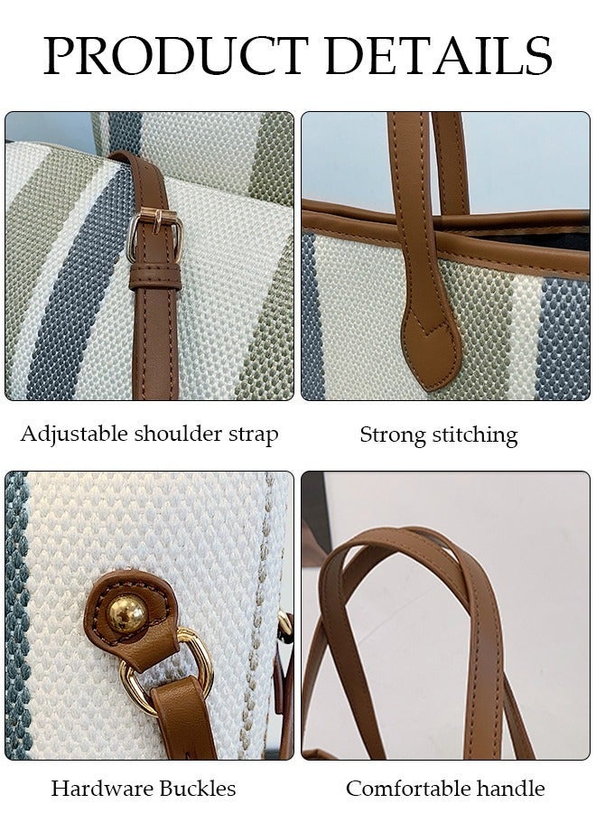 DUNISO Women's Fashion Shoulder Tote Bag Faux Leather Crossbody Bag Set For Women Large Capacity Bucket Bag Fashionable Travel Messenger Shoulder Bag For Ladies - Image 3