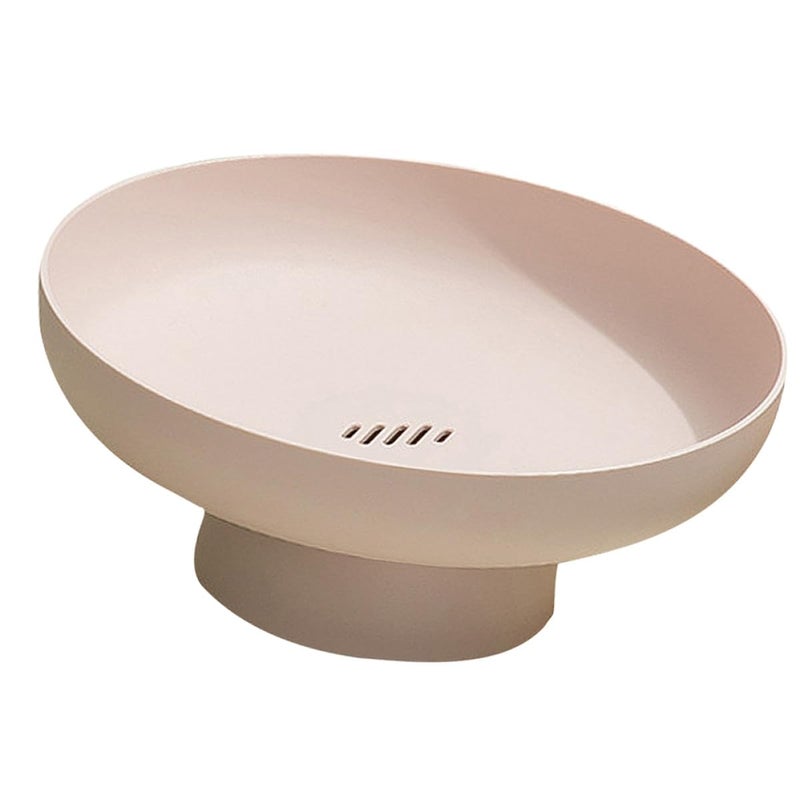 Pink Multifunctional Fruit Bowl Snack Tray with Raised Hollow Base Large Capacity Serving Dish - Image 2