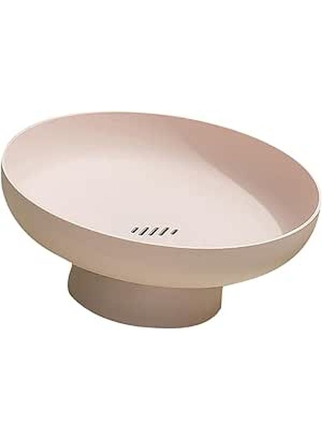 Pink Multifunctional Fruit Bowl Snack Tray with Raised Hollow Base Large Capacity Serving Dish - Image 1