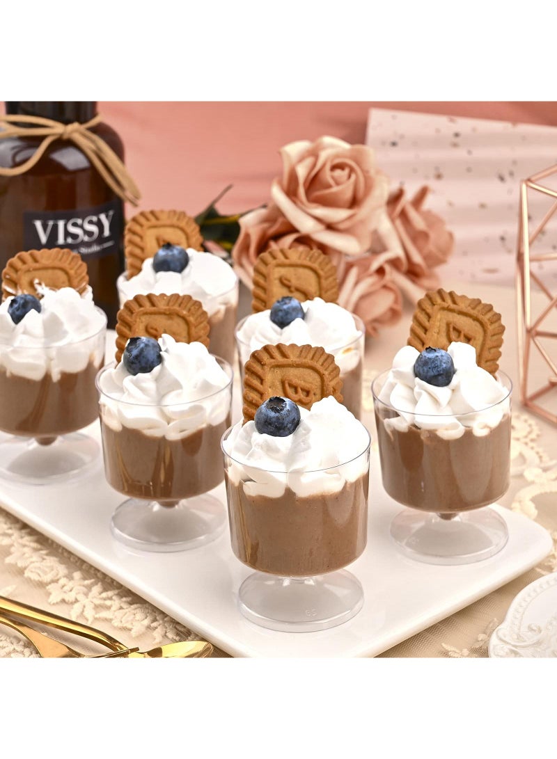 Sweet seven 50 قطعة من أكواب الحلوى الصغيرة بحجم 5 أونصة مع ملاعق - أكواب بلاستيكية أنيقة للمقبلات والموس والحلويات - أكواب تقديم للحفلات - Image 3