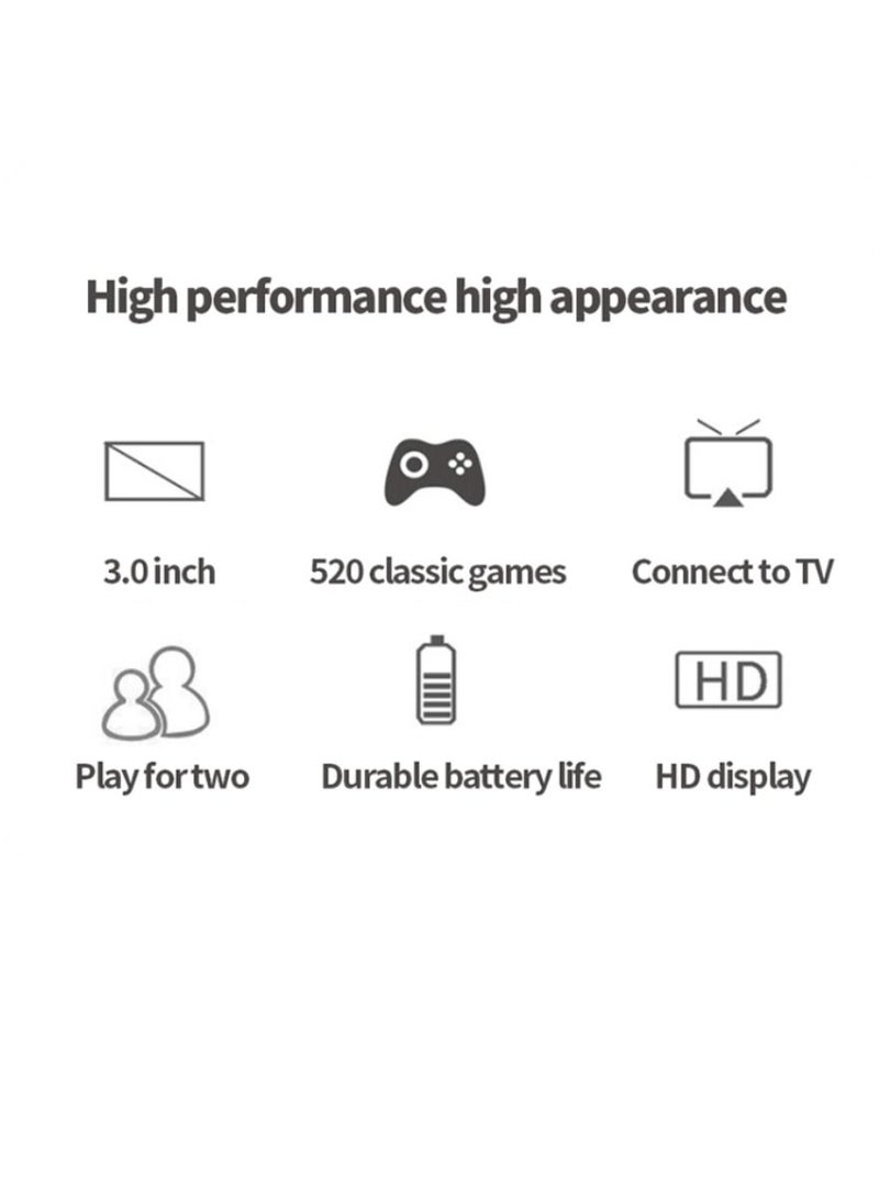 DIGI CORE Handheld Game Console Built-in 520 Games 3 inch HD Screen Retro Gaming System Support TV Output Portable Rechargeable S8 Game Console For Kids And Adult - Image 3