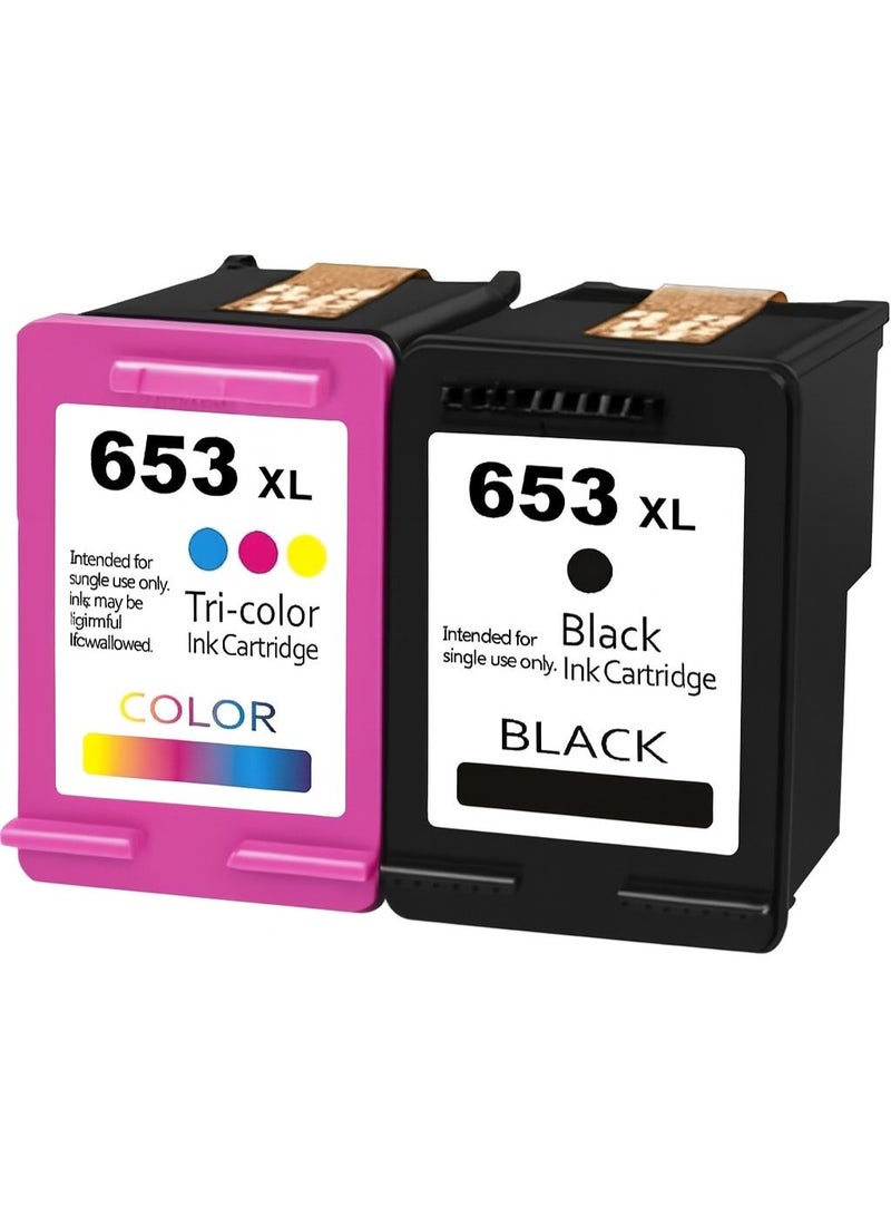 653XL 653 Ink Cartridge High Yield Replacement for HP 653 Ink Cartridge for HP 653XL 653 XL Compatible for HP DeskJet Ink Advantage 6075 6400 2875 2876 2878 4276 4278 Printers (2 Pack, 653XL) - Image 2