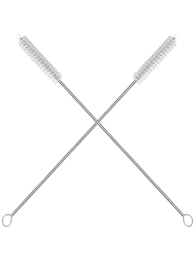 فرشاة تنظيف المصاصات من ماديا، قابلة لإعادة الاستخدام، مصنوعة من الفولاذ المقاوم للصدأ، بمقبض طويل، قابلة للدوران 360 درجة، لتنظيف أكواب الشرب، وأكواب الأطفال، والزجاجات، والأنابيب، بشعيرات دقيقة، لون أبيض، عبوة من قطعتين. - Image 1