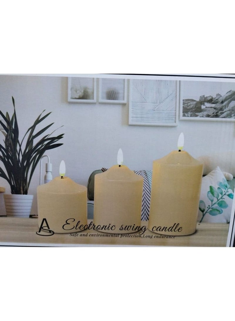 3-Piece Simulation Swing Electronic Candle