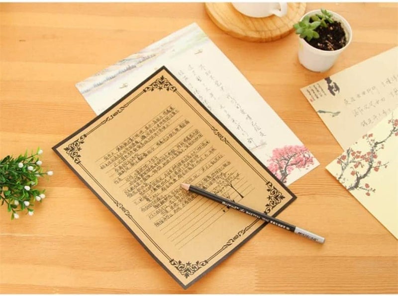 X spring Stationery Paper, 8 PCS Antique Style Writing Sheets, High Quality Printing Paper for Poems and Notes, Classic Lined Stationery for Weddings and Special Occasions - Image 2
