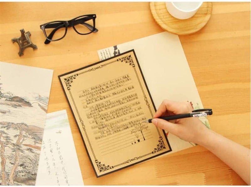 X spring Stationery Paper, 8 PCS Antique Style Writing Sheets, High Quality Printing Paper for Poems and Notes, Classic Lined Stationery for Weddings and Special Occasions - Image 3