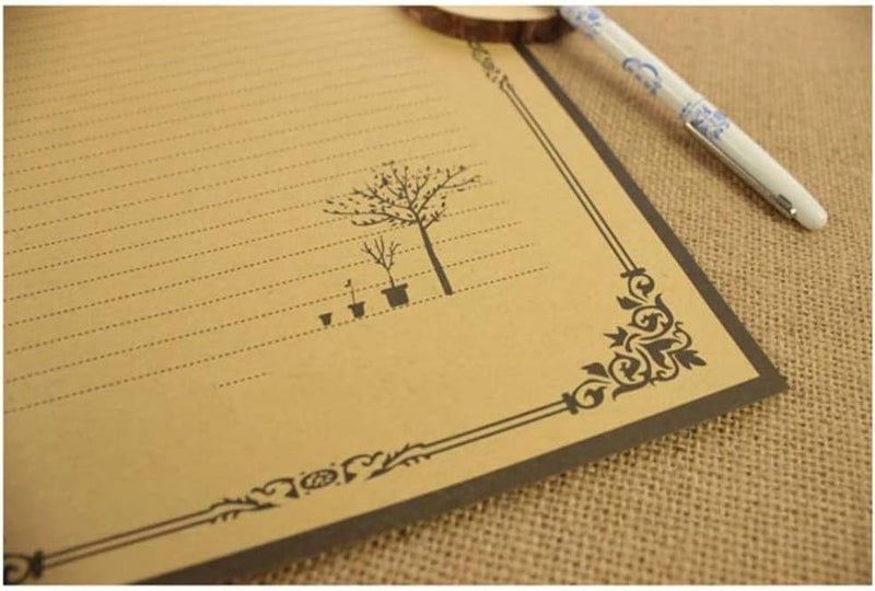 X spring Stationery Paper, 8 PCS Antique Style Writing Sheets, High Quality Printing Paper for Poems and Notes, Classic Lined Stationery for Weddings and Special Occasions - Image 4