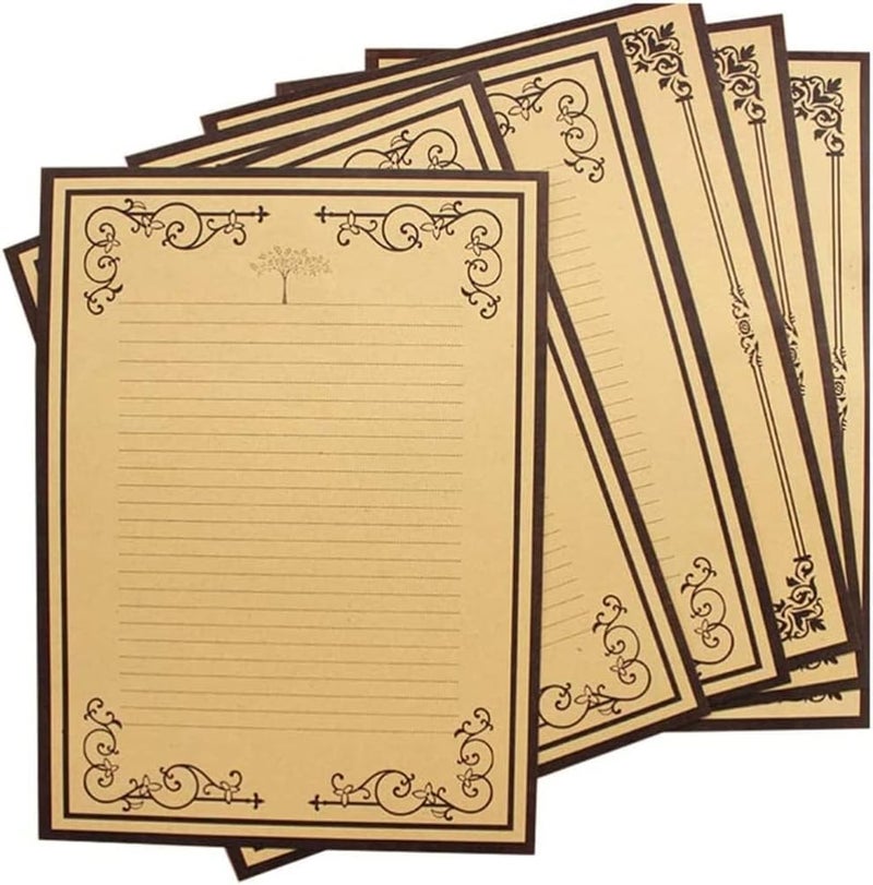 X spring Stationery Paper, 8 PCS Antique Style Writing Sheets, High Quality Printing Paper for Poems and Notes, Classic Lined Stationery for Weddings and Special Occasions - Image 1