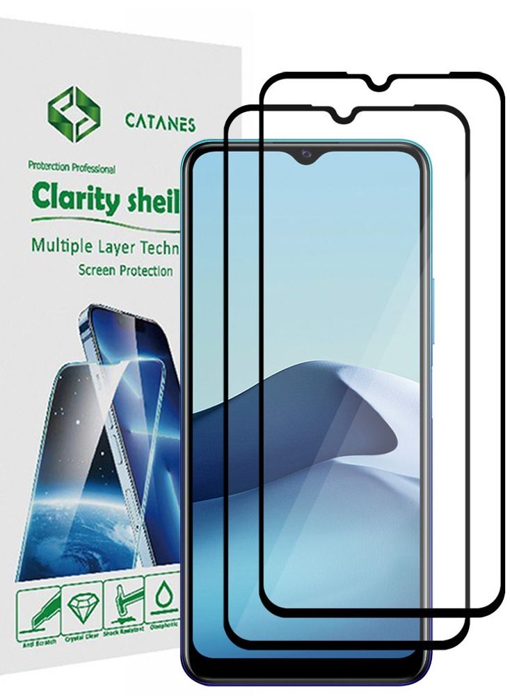 CATANES 2 Pack For Vivo Y20a Screen Protector Tempered Glass Full Glue Back - Image 1