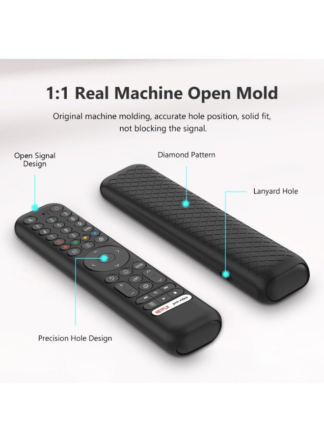 Silicone Remote Case for TCL RC716 RC833 GUB1 TV Remote Control Case Anti-Slip Remote Cover Shockproof Protective Sleeve with Lanyard (Black) - Image 2