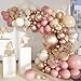 MEBAY Boho Balloon Garland Arch Kit 156Pcs Dusty Pink Pastel Brown Metallic Champagne Gold White Balloons for Wedding Baby Bridal Shower Engagement Anniversary Birthday Decorations - Image 3