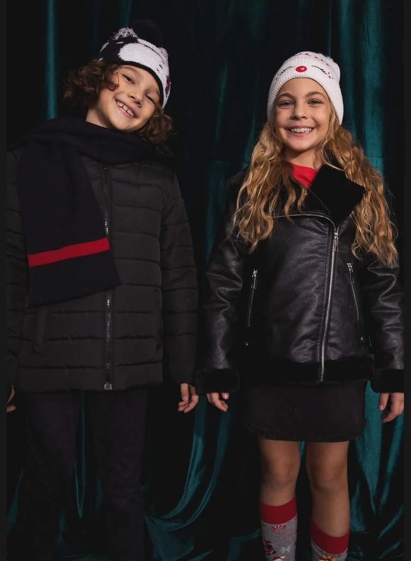 DeFacto FauxFur detailed Faux Leather Jacket