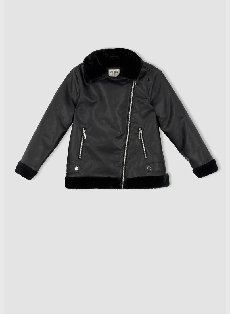 DeFacto FauxFur detailed Faux Leather Jacket