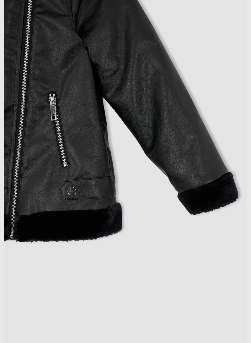 DeFacto FauxFur detailed Faux Leather Jacket