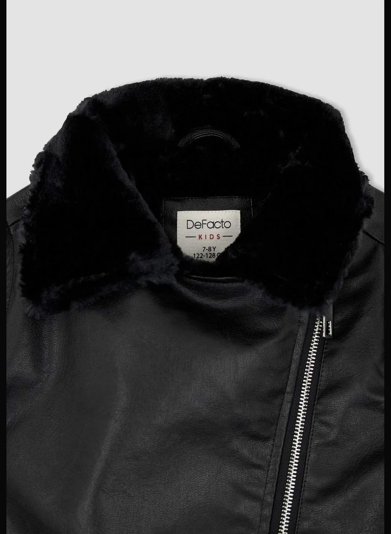 DeFacto FauxFur detailed Faux Leather Jacket
