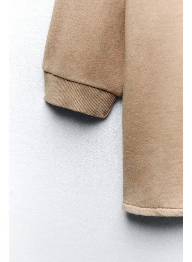 Zara Women's Oversized Drop Shoulder French Terry Sweatshirt – Cotton Blend Casual Comfort Fit Pullover - Image 5