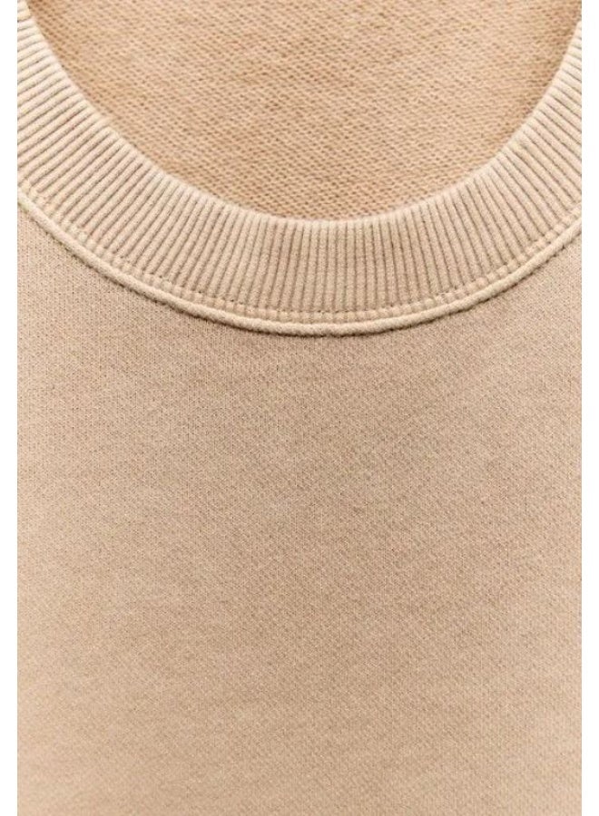 Zara Women's Oversized Drop Shoulder French Terry Sweatshirt – Cotton Blend Casual Comfort Fit Pullover - Image 4