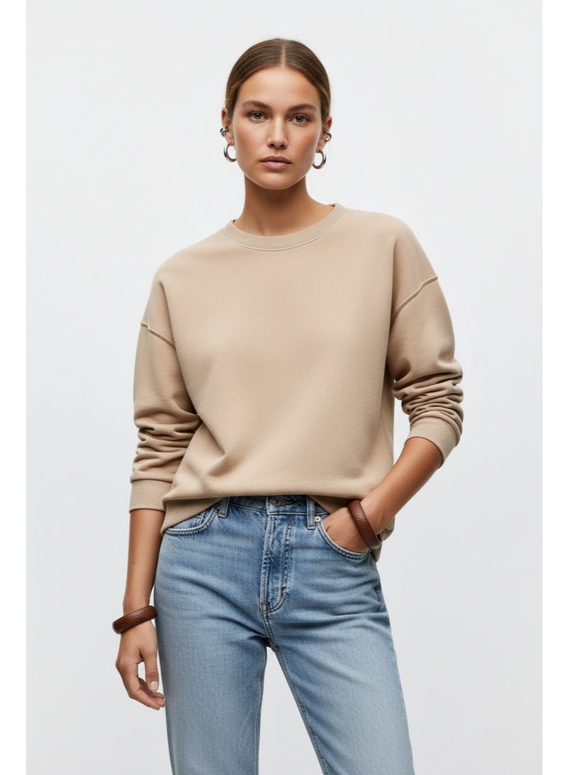 Zara Women's Oversized Drop Shoulder French Terry Sweatshirt – Cotton Blend Casual Comfort Fit Pullover - Image 2