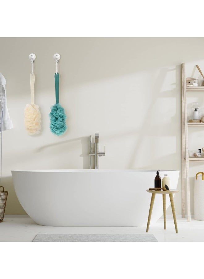 2 Pack Back Scrubber for Shower, Sponge Shower Brush Using Body Exfoliating with Long Handle, Loofah on a Stick for Men Women, Bathing Accessories for Body Brushes (Blue and White) - Image 4