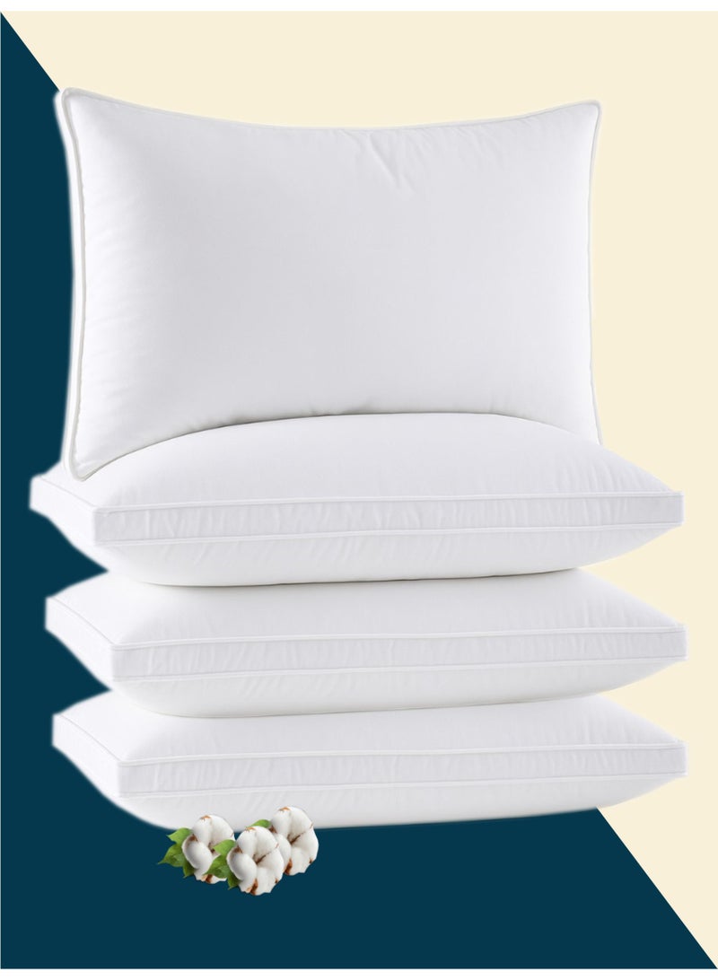 Donetella Cotton Pillow 4-Pieces(1500 Gm Each) Sleeping Bed Pillow King Size 50X75 Cm Hotel Style Double Edge Stitched Premium Gel Fiber, Medium Loft, White  - Image 2