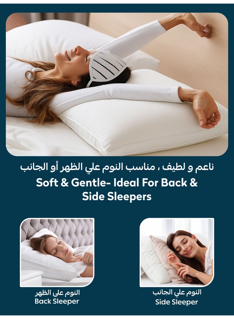 Donetella Cotton Pillow 4-Pieces(1500 Gm Each) Sleeping Bed Pillow King Size 50X75 Cm Hotel Style Double Edge Stitched Premium Gel Fiber, Medium Loft, White  - Image 4
