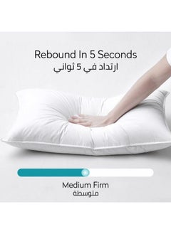 Donetella Cotton Pillow 4-Pieces(1600 Gm Each) Sleeping Bed Pillow King Size 50X75 Cm Hotel Style Double Edge Stitched Premium Gel Fiber, Medium Loft, White  - Image 5