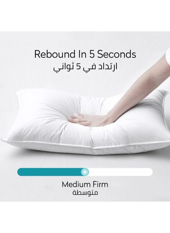 Donetella Cotton Pillow 4-Pieces(1600 Gm Each) Sleeping Bed Pillow King Size 50X75 Cm Hotel Style Double Edge Stitched Premium Gel Fiber, Medium Loft, White  - Image 5