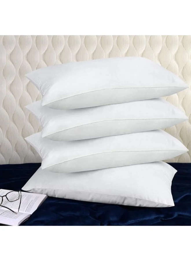 Donetella Cotton Pillow 4-Pieces(1600 Gm Each) Sleeping Bed Pillow King Size 50X75 Cm Hotel Style Double Edge Stitched Premium Gel Fiber, Medium Loft, White
