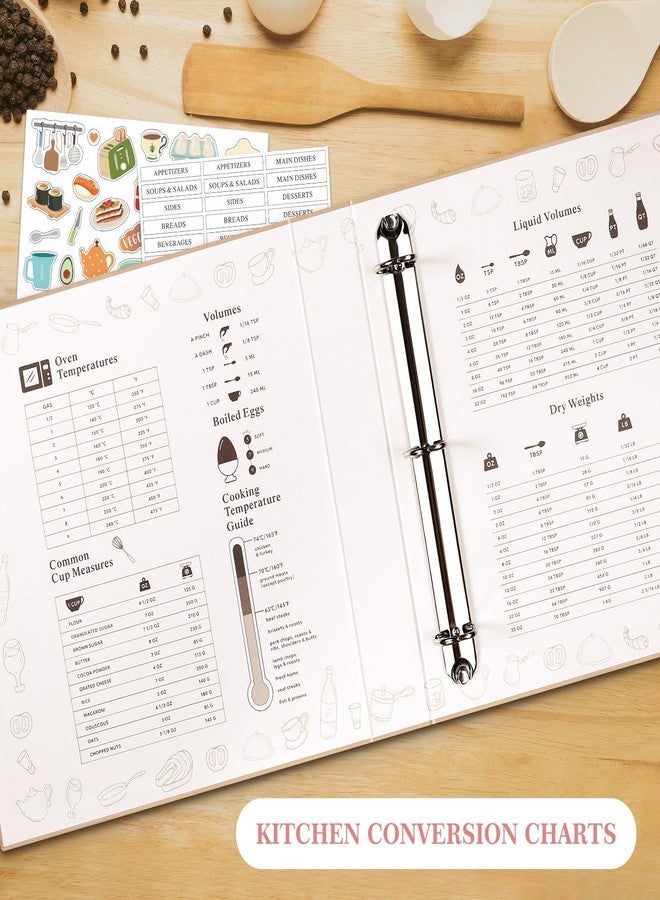 Lanpn Blank Recipe Book Cookbook to Write in Your Own Recipes, Waterproof B5 Empty Cooking Journal for 120 Recipes, Leather Cover Recipe Notebook with Stickers to Organize Your Family Recipes, Green - Image 4
