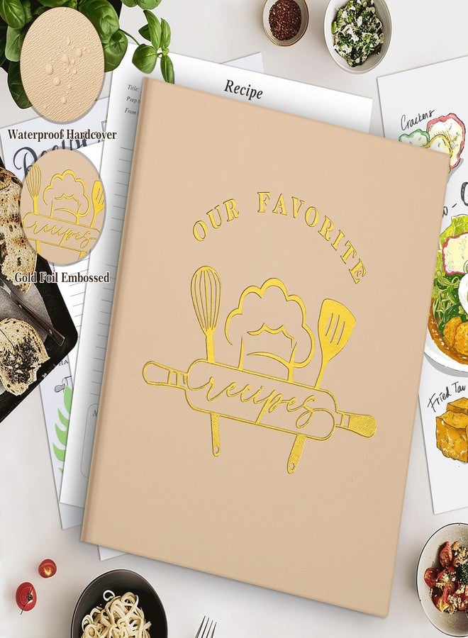 Lanpn Blank Recipe Book Cookbook to Write in Your Own Recipes, Waterproof B5 Empty Cooking Journal for 120 Recipes, Leather Cover Recipe Notebook with Stickers to Organize Your Family Recipes, Green - Image 2