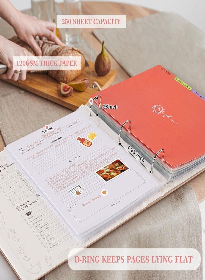 Lanpn Blank Recipe Book Cookbook to Write in Your Own Recipes, Waterproof B5 Empty Cooking Journal for 120 Recipes, Leather Cover Recipe Notebook with Stickers to Organize Your Family Recipes, Green - Image 5