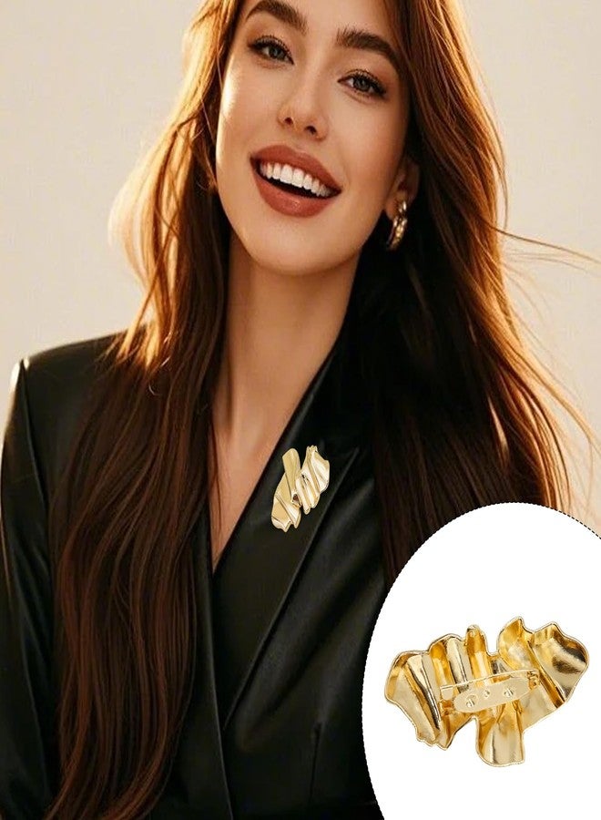 CYUXING 2Pcs Gold Irregular-Shaped Metal Brooches, Gold Pins for Clothes Exquisite Brooches & Pins Decorations for Women Fashion Weddings Suit Dress Clothing Accessorie - Image 3
