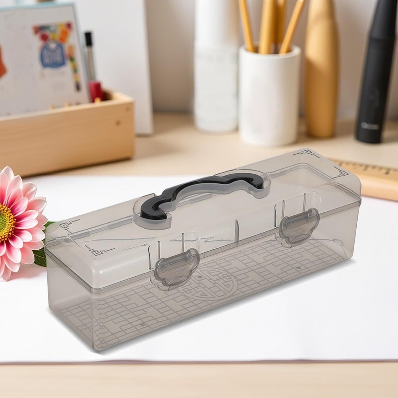 Needlework Storage Box Transparent Plastic Painting Tool Organizer for Small Embroidery Projects, Portable Arts & Crafts Tool Container with Lid, 13 X 4 X 4 Inches - Image 4