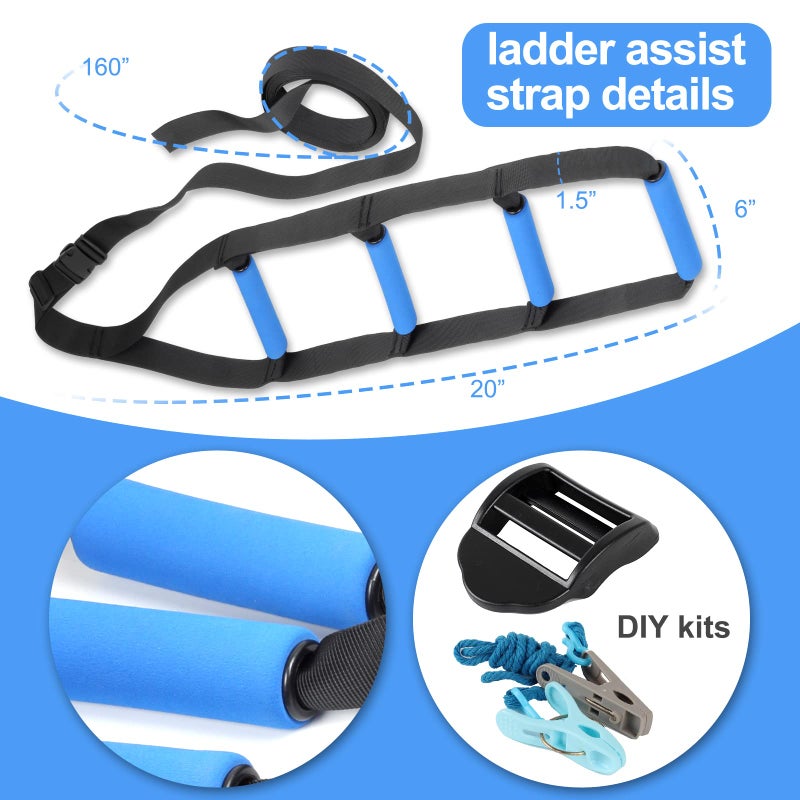 Homymusy Bed Ladder Assist,Pull up Helper and Sit up Helper 4 Handle Grips,Bed Rail Assistance Devices Adjustable Length Bed Lift for Most Beds Mobility Aid for Elderly, Handicapped,Injured (160 INCHES) - Image 3