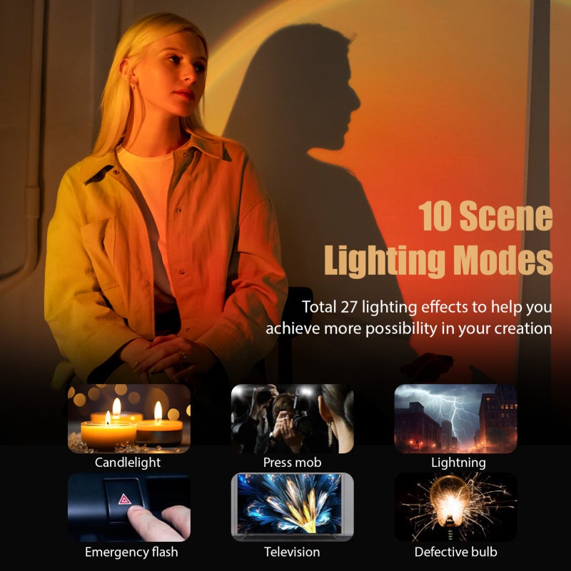 BAFANG BF-100W Compact COB Video Light 100W LED Fill Light 2700K-6500K Dimmable 10 Scene Lighting Effects Mini Bowens Mount for Indoor Outdoor Vlog Live Streaming Photography - Image 5