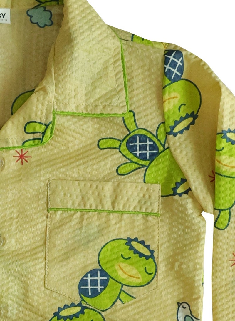 كيدابهو طقم بيجامات للأطفال - قطعتان من قطعتين بتصميم رسوم متحركة باللون الأخضر النابض بالحياة - Image 5